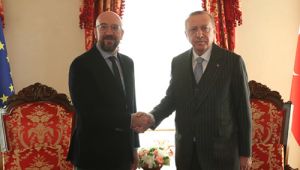 Cumhurba?kan? Erdo?an, AB Konseyi Ba?kan? Michel ile g�r�?t�