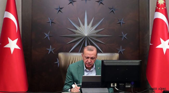 Cumhurba?kan? Erdo?an, Cumhurba?kanl??? Kabinesi �yeleri ile video konferans arac?l???yla g�r�?t�