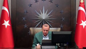 Cumhurba?kan? Erdo?an, Cumhurba?kanl??? Kabinesi �yeleri ile video konferans arac?l???yla g�r�?t�